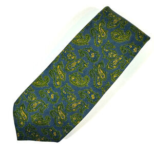 Vintage Liberty of London By Berkley Tie Blue, Green & yellow Paisley Preppy